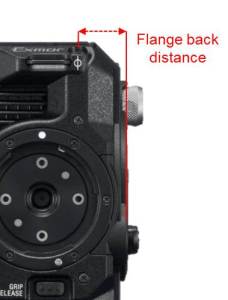 Flange back distance, between sensor and top of the mount